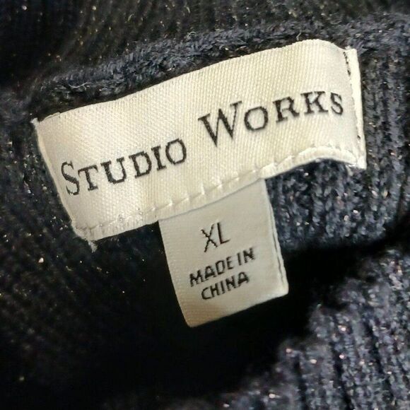 Studio Works Women's XL Black Sparkle Sweater - Picture 4 of 10